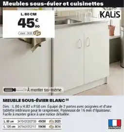 Brico Dépôt Kalis meuble sous-évier blanc offre