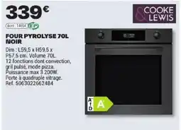 Brico Dépôt COOKE & LEWIS FOUR PYROLYSE 70L NOIR offre