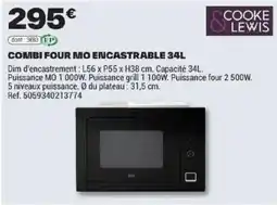 Brico Dépôt COOKE & LEWIS COMBI FOUR MO ENCASTRABLE 34L offre