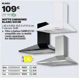 Brico Dépôt HOTTE CHEMINEE BLANC 60CM offre