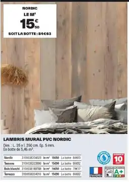 Brico Dépôt NORDIC LAMBRIS MURAL PVC offre