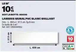 Brico Dépôt LAMBRIS MURAL PVC BLANC BRILLANT offre