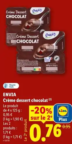 Lidl Envia Crème dessert chocolat offre