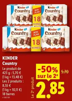 Lidl Kinder Country offre