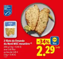 Lidl Lidl Plus 2 filets de limande du Nord MSC meunière offre