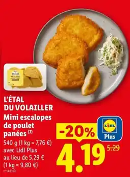 Lidl L'ÉTAL DU VOLAILLER Mini escalopes de poulet panées offre