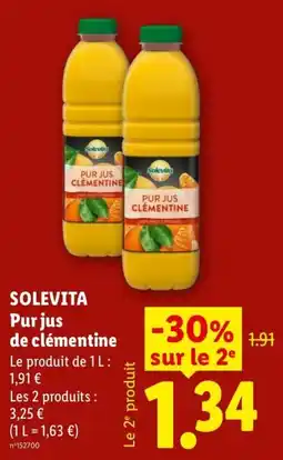 Lidl Solevita Pur jus de clémentine offre