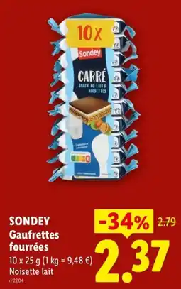 Lidl SONDEY Gaufrettes fourrées offre