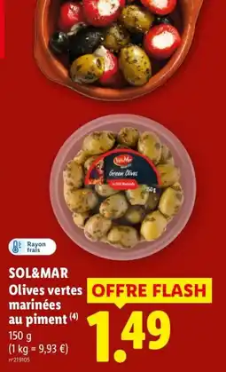 Lidl SOL&MAR Olives vertes marinées offre
