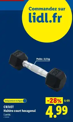 Lidl CRIVIT Haltère court hexagonal offre