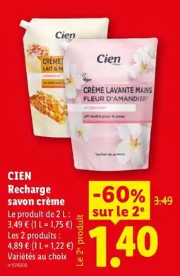 Lidl Cien Recharge savon crème offre