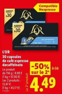 Lidl L'OR capsules de café espresso decaffeinato offre