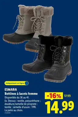 Lidl ESMARA Bottines à lacets femme offre