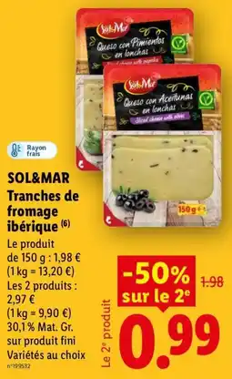 Lidl SOL&MAR Tranches de fromage ibérique offre