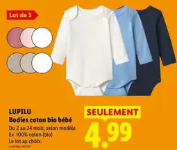 Lidl LUPILU Bodies coton bio bébé offre