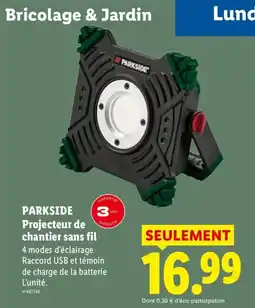 Lidl PARKSIDE Projecteur de chantier sans fil offre