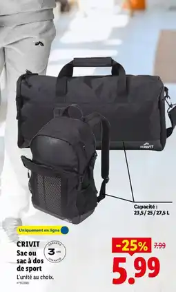 Lidl Crivit sac ou sac à dos de sport offre