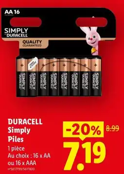Lidl DURACELL Simply Piles offre