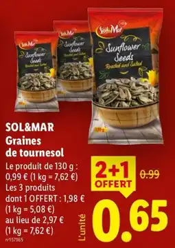 Lidl SOL&MAR Graines de tournesol offre