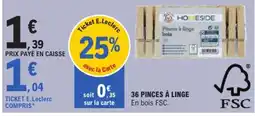 E.Leclerc HOMESIDE Pinces à linge bois offre