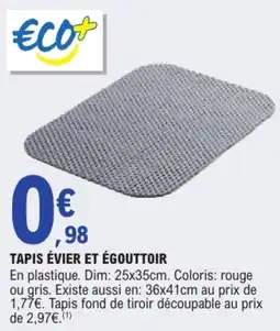 E.Leclerc Eco+ Tapis évier et égouttoir offre