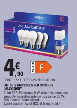 E.Leclerc ALLVISION Ampoules LED sphères offre