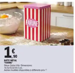 E.Leclerc Dolce Vita BOÎTE MÉTAL "FARINE" offre
