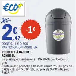 E.Leclerc POUBELLE À BASCULE RONDE 5L offre
