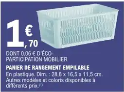 E.Leclerc PANIER DE RANGEMENT EMPILABLE offre