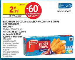 Intermarché Hyper Findus bâtonnets de colin d'alaska façon fish & chips msc surgelés offre