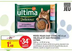 Intermarché Hyper Ultima pâtée pour chat stérilisé à la volaille et aux poissons offre
