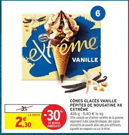 Intermarché Hyper Extrême cônes glacés vanille pépites de nougatine x6 offre
