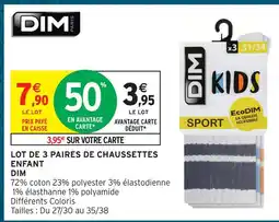 Intermarché Hyper Dim lot de 3 paires de chaussettes enfant offre