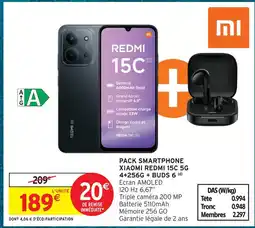 Intermarché Hyper Xiaomi pack smartphone redmi 15c 5g 4+256g + buds 6 offre