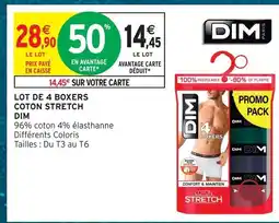Intermarché Hyper Dim lot de 4 boxers coton stretch offre