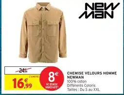 Intermarché Hyper New man chemise velours homme offre