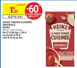 Intermarché Hyper Heinz sauce tomate cuisinée originale offre