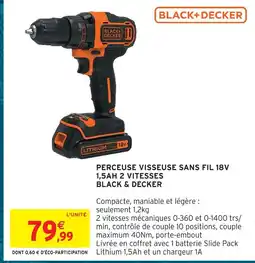 Intermarché Hyper Black+decker perceuse visseuse sans fil 18v 1,5ah 2 vitesses offre