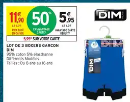 Intermarché Hyper Dim lot de 3 boxers garçon offre