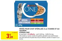 Intermarché Purina one pâtée pour chat stérilisé à la viande et au saumon offre