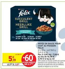 Intermarché Felix pâtée en sauce pour chat au poisson offre