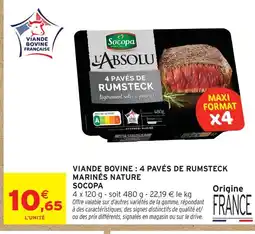 Intermarché Socopa viande bovine : 4 pavés de rumsteck marinés nature offre
