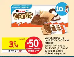 Intermarché Kinder cards biscuits lait et cacao offre