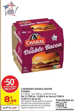 Intermarché Charal 2 burgers double bacon offre