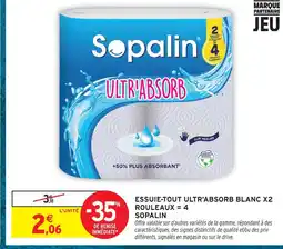 Intermarché Sopalin essuie-tout ultr'absorb blanc x2 rouleaux = 4 offre