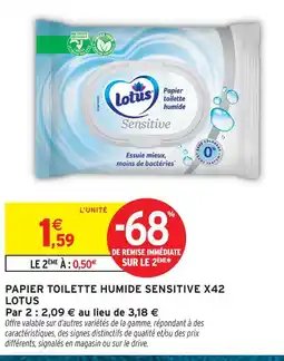 Intermarché Lotus papier toilette humide sensitive x42 offre