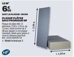 Brico Dépôt Db - plaque platre ba13 phonique inf offre