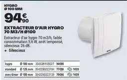 Brico Dépôt Db - extracteur d'air hygro 70 m3/h ø100 offre