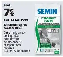 Brico Dépôt Semin - ciment gris sac 5 kg offre