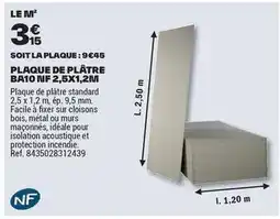 Brico Dépôt Facile - plaque de platre ba10 nf 2.5x1.2m offre